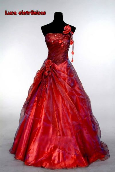 Vestido de debutantes vermelho Drapeado